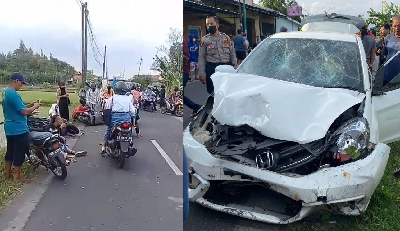 Kecelakaan Beruntun di Bantul, Mobil Brio Tabrak 10 Motor di Selatan Pabrik Madukismo, Sopir Panik dan Hilang Konsentrasi