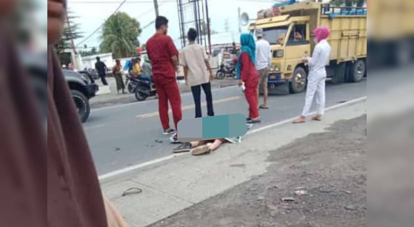 Kecelakaan Pelajar SMA Tewas Terlindas Truk  di Jalan T. Amir Hamzah Kota Binjai