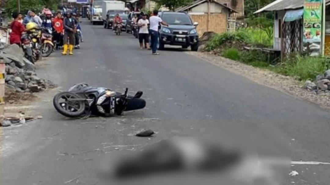 Terserempet Motor Muatan Rumput Lalu Terjatuh, Pemotor Vario Tewas Terlindas Truk di Jember