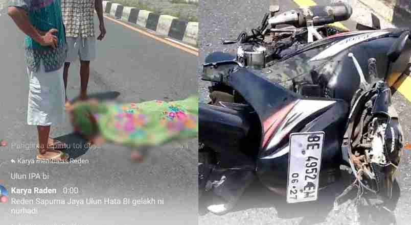 Pengendara Motor Tewas Didepan Exit Tol Hatta Bakauheni, Korban Tabrak Lari