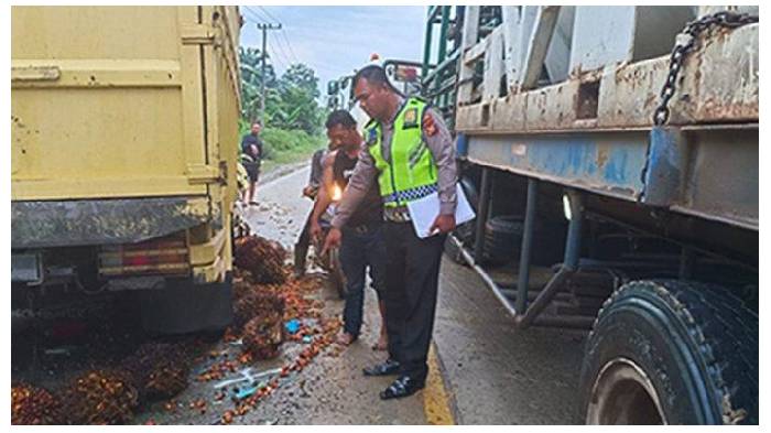 Truk Fuso Tabrak Truk Cold Diesel di Jalintim Pelalawan, Sopir Tewas Ditempat