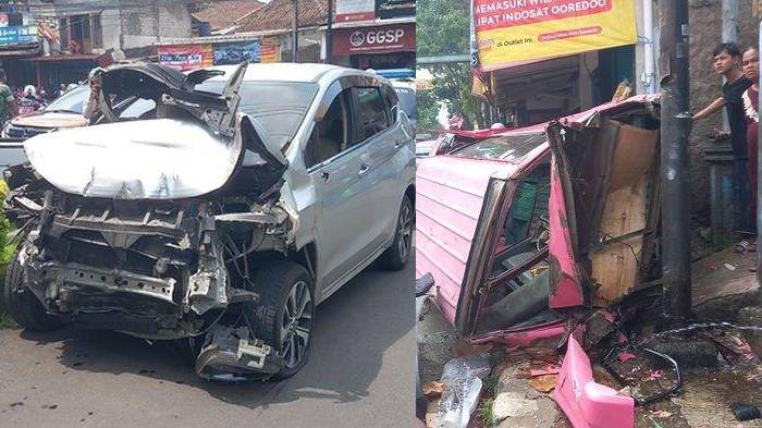 Emak-emak Pengendara Xpander Tabrak Angkot Lalu Hantam Gerobak dan Warung di Sukabumi, 3 Tewas 3 Lainnya Luka