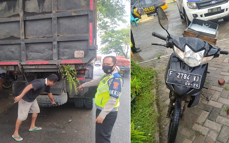 Kecelakaan di Serang, Motor Tabrak Pantat Dump Truk, Korban Pengendara Alami Wajah Robek
