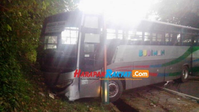 Kecelakaan Tunggal di Kota Banjar, Akibat Rem Blong, Bus Budiman Tabrak Pembatas Jalan